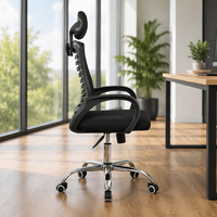 Chaise de bureau ergonomique en maille noire avec roulettes silencieuses, réglage en hauteur, chaise d'ordinateur pour le personnel de bureau, travail quotidien