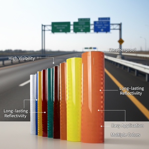 Película Prismática <span class=keywords><strong>Reflectante</strong></span> Autoadhesiva PMMA con Certificación CE, Directo de Fábrica, Antideslumbrante, para Señales de Advertencia de Tráfico y <span class=keywords><strong>Cinta</strong></span> de Barrera - Product Image 1