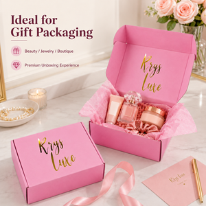 Luxury Pink Corrugated Mailer <b>Box</b> With Custom Gold Foil Logo Gift Shipping Packaging <b>Box</b> - Product Image 3