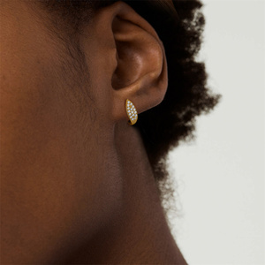 CANNER Boucles d'oreilles créoles pour femme en argent sterling 925, avec zircone cubique, forme goutte d'eau, graines de melon, poire, style Huggie, cadeau - Product Image 6
