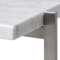 Table basse carrée en marbre minimaliste italienne avec base en acier inoxydable pour la décoration du salon