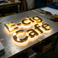 Lettres rétroéclairées personnalisées en acier inoxydable et acrylique avec halo LED 3D, pour intérieur et extérieur, bar, restaurant, logo lumineux