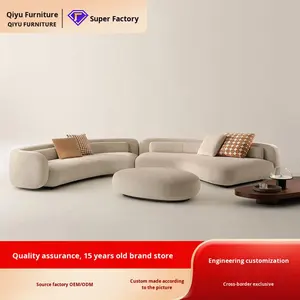 Ensemble de canapés en tissu Bessel minimaliste italien, salon, villa, grand appartement, sol modulaire, housse en flanelle, personnalisation haut de gamme - Product Image 2