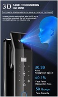 Serrure Intelligente GRATEAIEN AER12 avec Déverrouillage à Distance Tuya WiFi par Reconnaissance Faciale 3D, Empreinte Digitale, Carte NFC et Mot de Passe pour Villa, Hôtel, Appartement