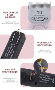 Kit <span class=keywords><strong>de</strong></span> coupe <span class=keywords><strong>de</strong></span> poils pour animaux sans fil rechargeable, lame A5 amovible, tondeuse professionnelle pour chiens, chats, chevaux - Product Image 4