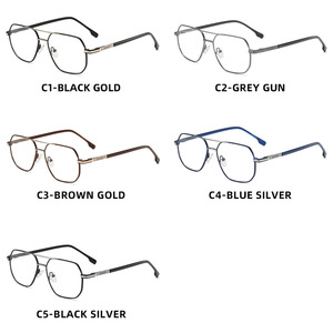 Marcos ópticos de Metal para hombre de buena calidad, bloqueo de luz azul, azul plateado, Cuadrado redondo, protección ocular inoxidable - Product Image 5