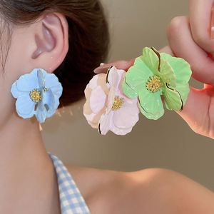 Drip Oil <b>Flower</b> Earrings <b>Sweet</b> and Fresh Earrings Fashionable and Versatile Earrings - Product Image 4