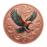 Pièce de monnaie souvenir en cuivre pur de 1 oz, imprimée UV, avec motif d'aigle coloré en relief, cadeau commémoratif américain 3D