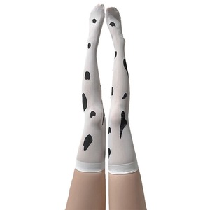 Cow Print Over The Knee Stockings Women Ultra Thin 0D Thigh High <b>Polyester</b> Fiber White <b>Socks</b> For Youth - Product Image 5