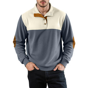 Nueva Sudadera con Cuello Alto y Botones para Hombre, Diseño Color Block, Estilo Casual para Otoño e Invierno, Corte Regular, Tratamiento Antiarrugas - Product Image 4