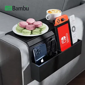 Foldable Couch Armrest Organizer Armrest Tray For Snack Drinks Phone Sofa Armrest Table Bamboo Sofa Arm Tray With Pockets