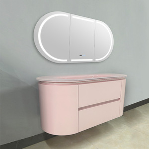Meuble-lavabo mural haut de gamme sur mesure, design moderne, en contreplaqué, grand espace de rangement pour la rénovation de maisons de luxe et les écoles - Product Image 4