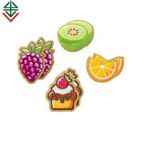 Nouveau design de serviettes personnalisées à repasser sur chenille brodées pour cupcake, patchs de style fruits colorés pour sacs