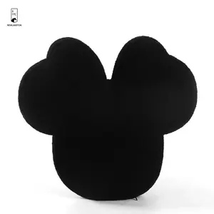 Fábrica personalizada Sherpa Teddy Cozy Black Mickey Head Pillows Obsessed Plush Minnie Doll Cojín con lazos