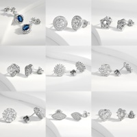 Boucles d'oreilles en gros, bijoux plaqués rhodium, zircone cubique, boucles d'oreilles clous en forme de tournesol, argent sterling 925, boucles d'oreilles fines