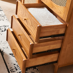 Armoire en rotin moderne minimaliste sur mesure en gros avec 2 portes en osier et <span class=keywords><strong>3</strong></span> tiroirs pour vêtements, chambre à coucher, hôtel, <span class=keywords><strong>Italie</strong></span> - Product Image 4