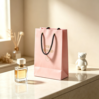 Sacs cadeaux de luxe personnalisés avec logo rose mat, laminés, en papier, avec dorure à chaud, réutilisables, imperméables et écologiques