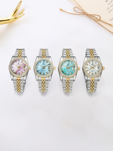 Orologio al Quarzo RICECGO <span class=keywords><strong>di</strong></span> Lusso con Quadrante in Madreperla, Bracciale Bicolore Oro e Argento, Impermeabile, Lunetta in Cristallo, Elegante Regalo per Uomo e <span class=keywords><strong>Donna</strong></span> - Product Image 4