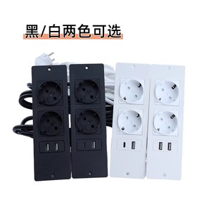 European Standard Desktop Recessed <b>Socket</b> Power Strip 2 Ac Outlets 2 <b>Usb</b> Ports <b>With</b> Built In Cable For Office Furniture Cabinets - Product Image 4