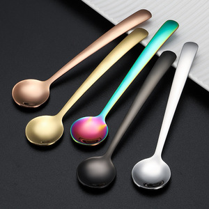 Mini cuillère en acier inoxydable 304, tête ronde, plaquée couleur, pour assaisonnement, café, sel, crème glacée, petite taille, sans danger pour les aliments - Product Image 2