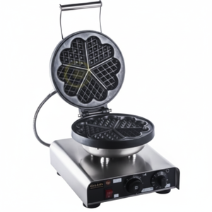 Kitchbox Gaufrier à fleurs antiadhésif en acier inoxydable industriel et commercial avec cuisson rapide - Product Image 1