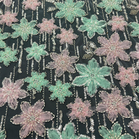 Fabricant chinois de tissu en dentelle de tulle brodé de perles 3D, 100% polyester, pour robes de soirée de luxe, chaussures et sacs