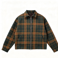 Veste de travail vintage en toile à carreaux pour homme, col rabattable, fermeture éclair intégrale, doublée, écologique, coupe-vent, vêtement d'extérieur décontracté, logo personnalisé OEM