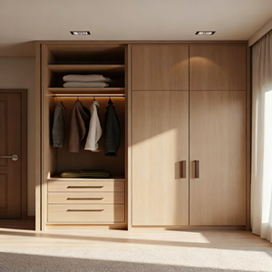 Armoire de chambre à coucher BALOM, porte à charnières en bois massif moderne personnalisée, rangement spacieux, meilleur prix - Product Image 3