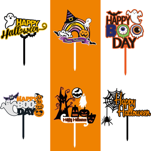 Decorazione per Torta <span class=keywords><strong>Serie</strong></span> Halloween in Acrilico, Alfabeto, Zucca, Pipistrello in Stile Cartone Animato, Accessori per Decorazione Torte di Halloween - Product Image 1