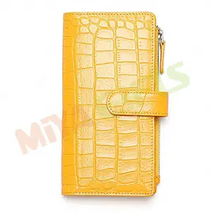 Cubierta de cuaderno de encuadernación de diario de piel sintética personalizada para hobonichi Week con cremallera con bolsillos ranura para tarjeta de crédito cocodrilo de lujo