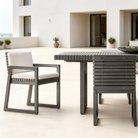 Ensemble de table et chaises de salle à manger d'extérieur en aluminium moderne, meubles de jardin, patio, restaurant, hôtel, villa