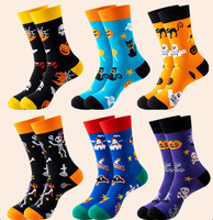 Vente en gros en stock Chaussettes tendance Halloween pour hommes et femmes Chaussettes en coton à motif citrouille Chaussettes amusantes