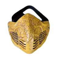 Masque de jeu Mortal Kombat Scorpion Cosplay X Masque en Latex demi-visage jaune pour accessoire de déguisement de fête d'Halloween