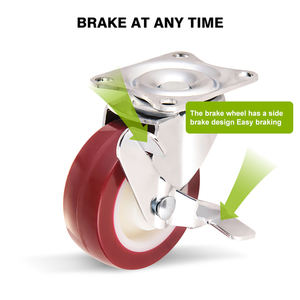 2 Zoll 3 Zoll <span class=keywords><strong>50mm</strong></span> 75mm Durchmesser Shevles Wheels Mute Polyurethan <span class=keywords><strong>PU</strong></span> Universal Light Duty <span class=keywords><strong>Caster</strong></span> mit Bremse - Product Image 2