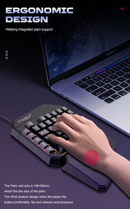 Set de Teclado de Una Mano TF950 al por Mayor, Cinco <span class=keywords><strong>Piezas</strong></span>: Teclado, Ratón, Alfombrilla de Ratón, Adaptador y Soporte para Teléfono para Jugar - Product Image 4