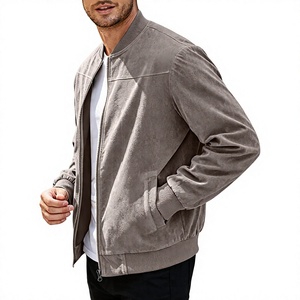 Giacca da uomo in camoscio lavorato a maglia con collo alto e cerniera, giacca slim fit anti-urto, cardigan sportivo e per il tempo libero - Product Image 1