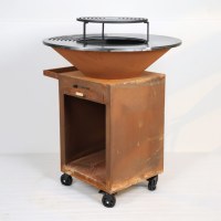 Fournitures de jardin : Barbecue à charbon d'extérieur robuste et mobile, Brasero Plancha, foyer avec roues pour patio et jardin