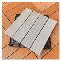 Nouveau Moderne 300x300mm DIY Extérieur Étanche WPC Brossé Bois Pont Carreaux Emboîtement En Plastique Composite pour Backyard Flooring