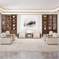 Nouvel ensemble canapé et table basse de réception de bureau moderne chinois - Écologique, personnalisable, éponge haute densité, mobilier de bureau à domicile