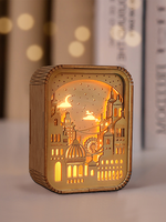 Lampe de table LED en bois sculpté sur mesure, motif cheval de ville et chat mignon, veilleuse, décoration d'intérieur, cadeau de luxe pour anniversaire