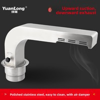 Hotte d'extraction de fumée en acier inoxydable de haute qualité, modèle 25, pour table de restaurant coréen, avec amortisseur et aspiration ascendante vers le bas
