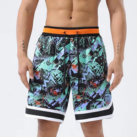 Celana Pendek Olahraga Fashion Sublimasi Logo Kustom Profesional Pabrik, Celana Basket Pria Bernapas Cepat Kering