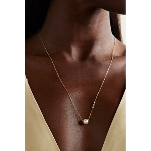 Ensemble de collier avec pendentif en <span class=keywords><strong>argent</strong></span> sterling 925, or 18 carats, diamant et perle d'eau douce LOZRUNVE - Product Image 3