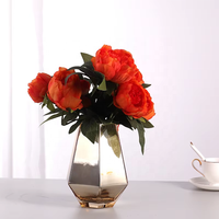 OH ARTS Vente en gros de fleurs artificielles en soie naturelle, pivoines roses, pour décoration de mariage