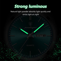 Montre homme Poedagar quartz aiguilles luminescentes élégant professionnel boîtier acier inoxydable bracelet cuir date