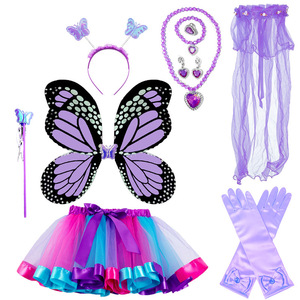 Wholesale Princess Children Girls <strong>Fairy</strong> Costume <strong>Dress</strong> <strong>up</strong> Halloween Party with Butterfly Wings Tutu Wand and Accessories Set - Product Image 4