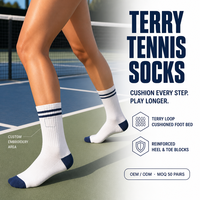 Chaussettes de sport personnalisées avec logo pour programme d'approvisionnement des clubs, chaussettes de tennis rembourrées, chaussettes de sport renforcées à la cheville et aux orteils pour équipes universitaires