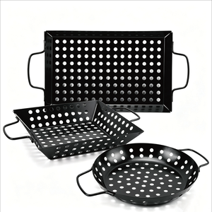 Plaque de cuisson ronde antiadhésive noire en fer pour barbecue extérieur et cuisson de viande - Product Image 1