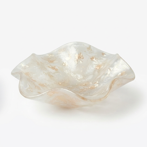 Bol de service décoratif en verre irrégulier, motif vénitien sculpté en cristal naturel, lune et étoile, cadeau de mariage - Product Image 1