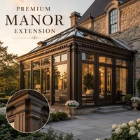 Véranda moderne en alliage d'aluminium résistant aux intempéries, avec toit en verre brun café, supportant des charges de neige importantes, pour extension de jardin, villa, hôtel